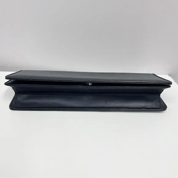 Vintage Salvatore Ferragamo Leather‎ Shoulder Bag or Clutch Navy Blue Rectangle - Picture 8 of 15